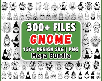 Pacchetto di gnomi SVG con oltre 300 file, clipart di gnomi carini in formato PNG, gnomi da giardino SVG, gnomi natalizi SVG, gnomi divertenti da scaricare per Cricut e Silhouette.