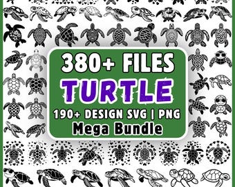 Pacchetto SVG Tartaruga 380+ File, Tartaruga Marina PNG Clipart, Tartaruga Mandala SVG, Oceano SVG, Tartaruga Simpatica Download Immediato Cricut Silhouette,