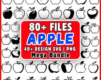 Pacchetto di file SVG di mele, oltre 80 file, clipart di mele in formato PNG, mela per insegnanti in formato SVG, SVG per il ritorno a scuola, SVG di frutta, download per Cricut e Silhouette.