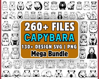 Pacchetto SVG Capybara, 130+ Cute Capybara PNG Cricut, Camicia SVG Capybara divertente, Clipart Capybara, Kawaii Capybara Png, Capybara Lover Svg