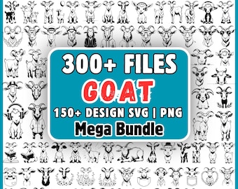Pacchetto SVG di capre, oltre 250 file, capra divertente SVG PNG, clipart testa di capra, animale da fattoria SVG, capretto SVG, download per Cricut Silhouette,