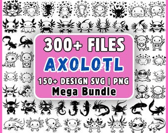 Pacchetto SVG di Axolotl con oltre 300 file, clipart PNG di Axolotl carini, regalo SVG per gli amanti degli Axolotl, download immediato di Axolotl Kawaii per Cricut e Silhouette.