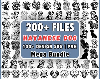 Pacchetto SVG Havanese, Pacchetto SVG Cane Hawaiano, Clipart PNG Cane Havanese, Mamma di cane SVG, Razza di cane SVG, Cucciolo SVG, Download per Cricut Silhouette,