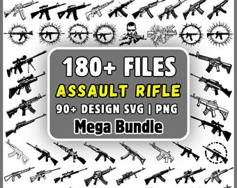 Pacchetto SVG di fucili con oltre 180 file, AR15 SVG PNG, armi militari SVG, Secondo Emendamento PNG, SVG tattico, veterano patriota SVG per Cricut e Silhouette (download).