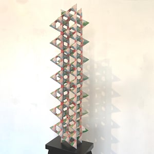 Tetrahedral Origami Tower by Vance Houston original geometric ART OBJECTS SCULPTURE modernist futurism cubist Psychedelic