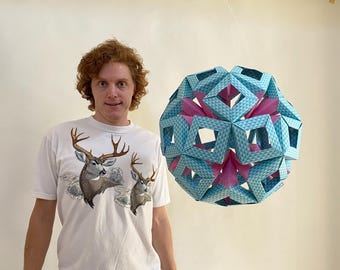 Inverted Star Pink and Blue Cube Sphere - ORIGINAL paper art 180 sheets no adhesives