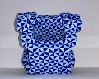 Cubic Reflection Pinwheel Origami Blue Pattern STATUES SCULPTURE