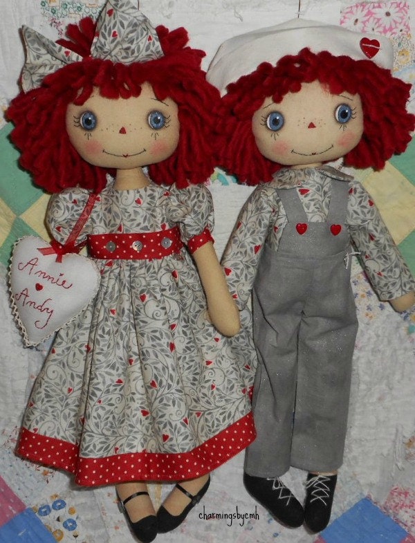 Epattern 18 Inch Raggedy Annie & Andy cloth dolls Etsy