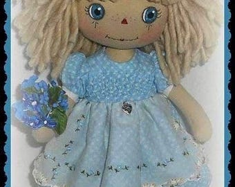 E Pattern Free Standing 12 inch Raggedy Ann Cloth Doll