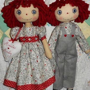 E-pattern  18 Inch Raggedy Ann & Andy cloth dolls