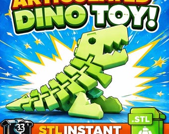 Articulated Dinosaur Toy STL | Flexi Fidget 3D Print File (Instant Download)