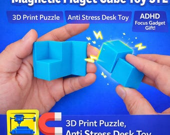Magnetic Fidget Cube Toy STL, 3D Print Puzzle, Anti Stress Desk Toy, Sensory ADHD Focus Gadget Gift!