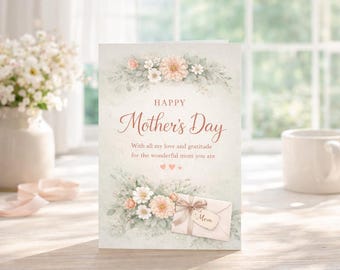 Karta na Dzień Matki do druku | Prezent na Dzień Matki | Prezent dla mam | Kwiatowy plakat na Dzień Matki | Mama do druku | Natychmiastowe pobranie