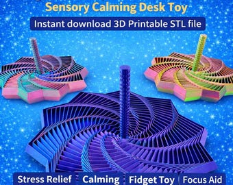 Fidget Star Spinner with Handle | Sensory Calming Desk Toy for ADHD & Autism | Instant Download STL File | 3D Printable