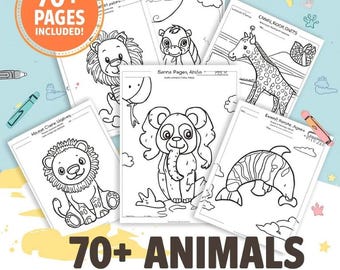 Jungle Safari Animals Coloring Pages | Kids Activity Printable | 70+ Designs (PDF Download)