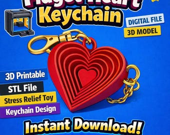 3D Printable Heart Fidget Keychain STL | Stress Relief Toy (Digital File)