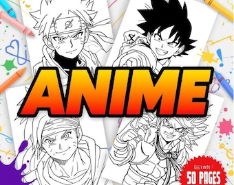 Anime Coloring Pages Bundle | 50+ Manga Style Characters (PDF Download)
