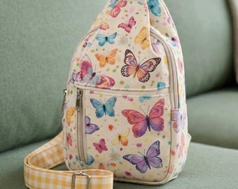 Butterfly Sling Bag Sewing Pattern PDF | Crossbody Backpack Pattern | Mini Backpack Tutorial | Zipper Bag Pattern | Printable Sewing Pattern