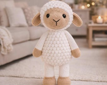 Lamb Lovey Plush Sewing Pattern PDF | Baby Security Blanket Stuffed Animal Toy | Easy DIY Soft Toy Pattern | Nursery Gift Sewing Template