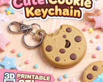 Cute Cookie Keychain | Kawaii Cookie Keyring STL | Mini Dessert Charm Digital Download | 3D Print File | Gift for Kids