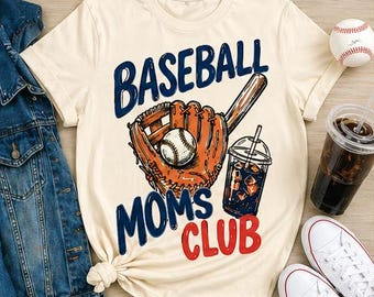 Baseball Moms Club PNG Modna koszulka z nadrukiem na dzień gry Baller Mom ORYGINALNY projekt cyfrowy