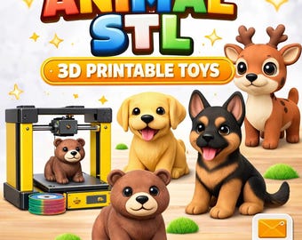 3D Printable Animal Toys STL | Kids Wildlife Creature Models (Digital Download)