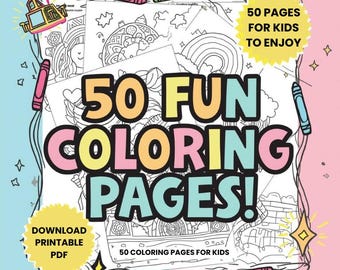50+ Kids Coloring Pages | Printable Activity Sheets | Toddler Preschool Crafts (Digital Download)