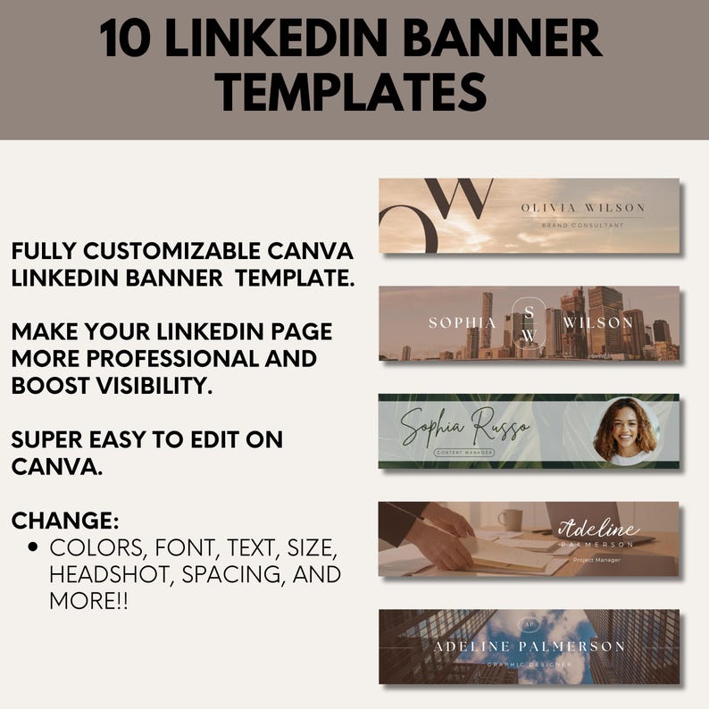 10 Linkedin Banner Templates Canva | Professional Linkedin Cover Photos ...