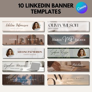 10 LinkedIn-bannermallar Canva | Professionella LinkedIn-omslagsbilder | Personlig varumärkesbyggande | Redigerbar bakgrund