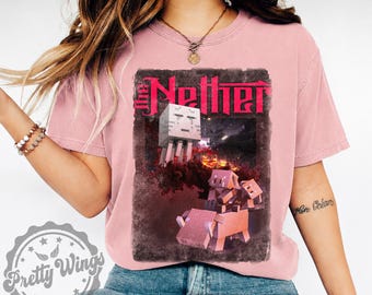 Nether Gamer Shirt, Pixel Adventure Graphic Tee, Retro Gaming Shirt, Gamer Tee, Minecraft inspired Shirt, Unisex Gaming Gift
