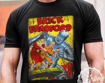 Vintage Sci-Fi-serietidning, Retro Robot-T-shirt, Atomic Age-serietidningsomslag, Pulp Fiction Art-T-shirt, Mid Century Sci-Fi-T-shirt, Retro Nörd-gåva