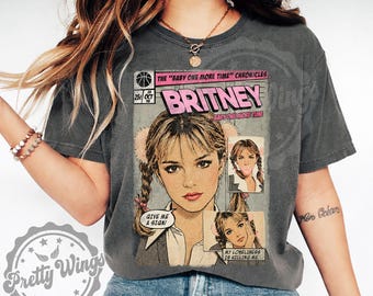 Britney Spears Vintage Shirt, Baby One More Time Graphic Tee, Y2K Pop Art Tee, 90s Music Shirt, Vintage Comic Style Shirt, Music Fan Gift