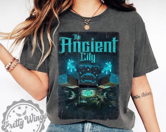 Ancient City Gamer Shirt, Retro Pixel Gaming Tee, Fantasy Minecraft inspired Shirt, Dark Pixel Graphic Tee, Gamer Gift Shirt
