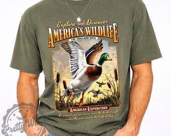 Vintage Mallard Duck Hunting Shirt, Waterfowl Hunter Tee, Retro Wildlife Graphic Tee, Duck Hunting T-Shirt, Outdoor Hunting Gift