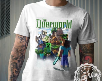 Overworld Gamer Shirt, Pixel Gaming Graphic Tee, Retro Gamer Shirt, Minecraft inspired Game Tee, Gaming Gift For Boys, Unisex Gamer T Shirt