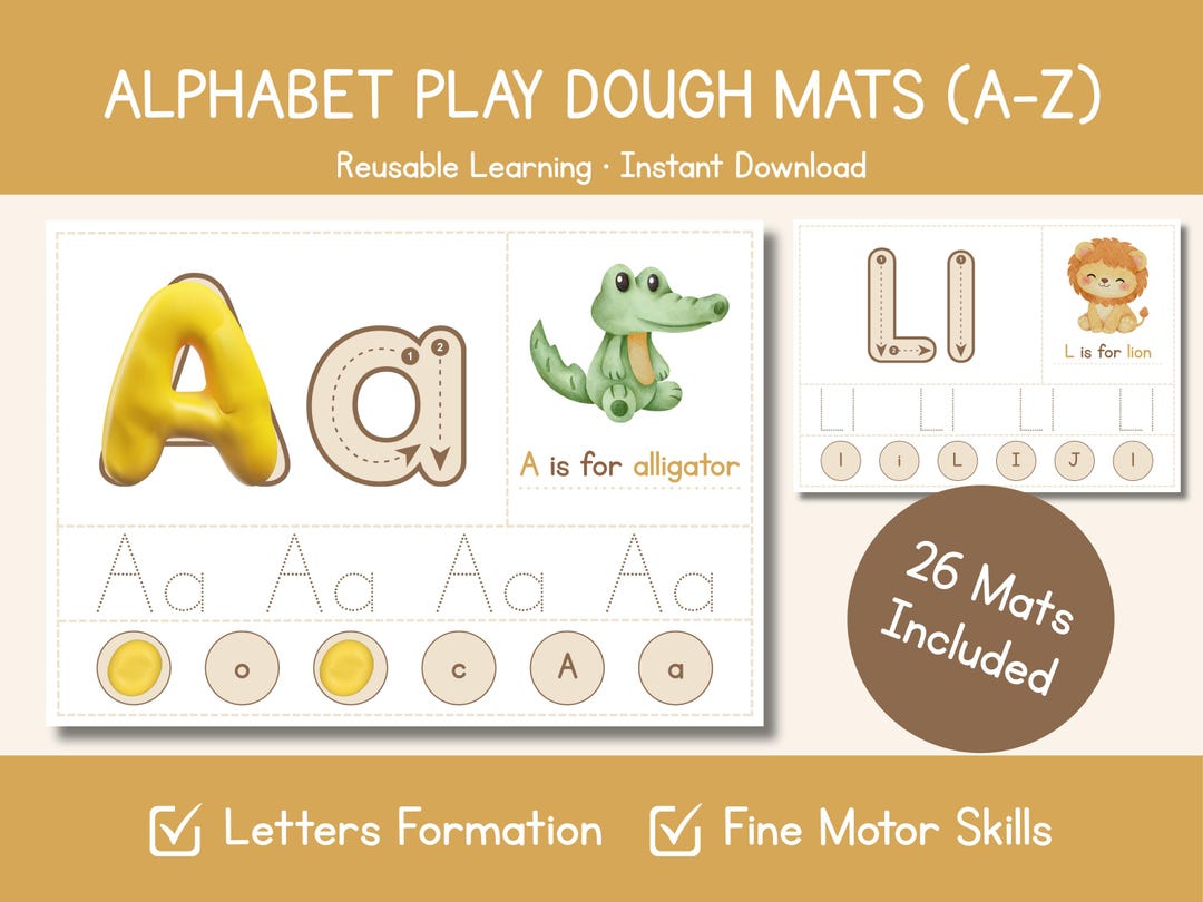 Zoo Alphabet Play Dough Mats, Letter Formation A-Z, Preschool Fine ...