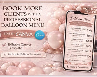 Balloon Pricing Menu Template Canva | Editable Business Guide (Instant Download)