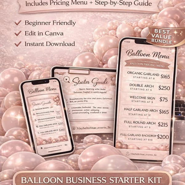Balloon Business Starter Kit | Garland Guide, Pricing Template (Digital Download)