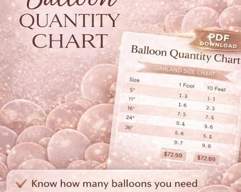 Tabla de cantidades de globos, calculadora de guirnaldas, guía de decoración para eventos (descarga en PDF)