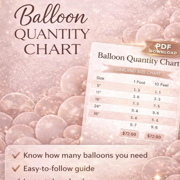 Balloon Quantity Chart, Garland Calculator, Event Decor Guide (PDF Download)