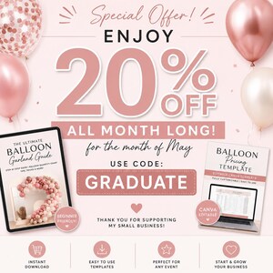 Plantilla de menú de precios de globos en Canva / Guía empresarial editable (descarga instantánea) imagen 7