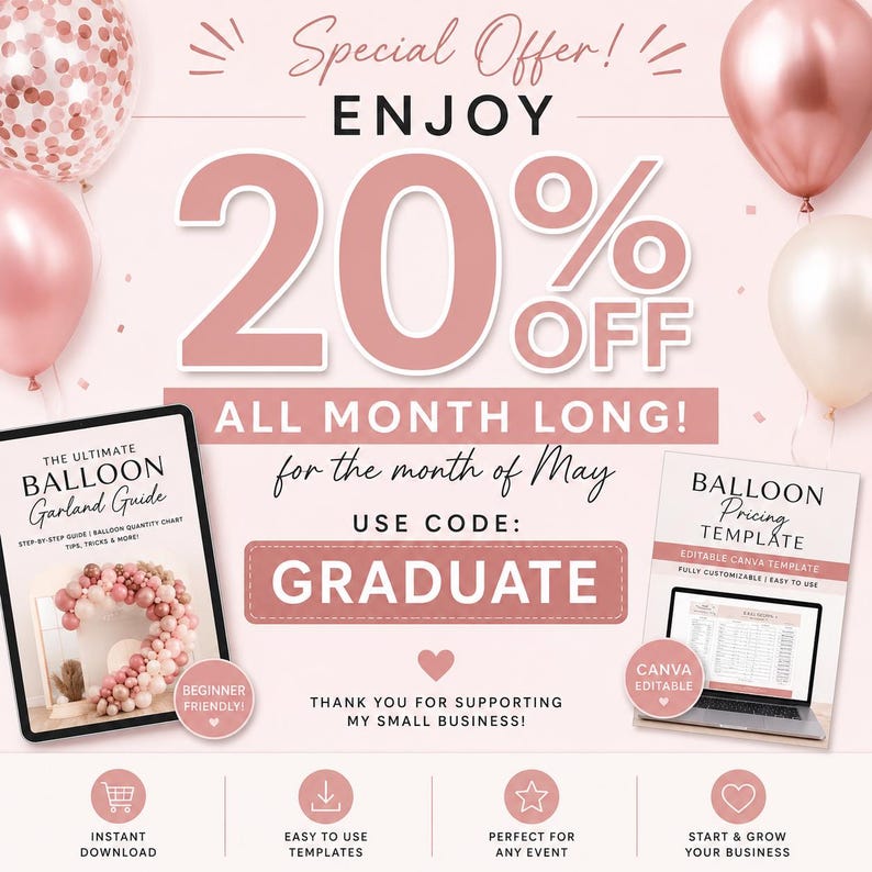 Plantilla de menú de precios de globos en Canva / Guía empresarial editable (descarga instantánea) imagen 7