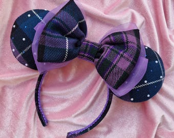 Pride of Scotland Tartan Mouse Ears | Scottish Minnie Inspired Ears | Blue and Purple Tartan Ears | Tartan Disney Inspired Ears