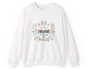 Mothers Day Gift For Cat Lovers, Cat Mom of the Year 2026 Crewneck Sweatshirt