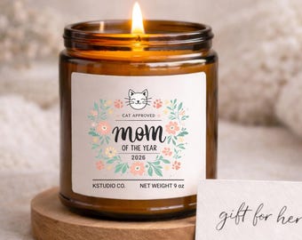 Cat Mom Soy Candle, Amber Jar, Hand-Poured, Natural Fragrance, Gift for Her