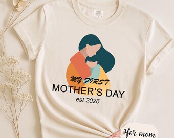 New Mom Gift For First Mothers Day, Tshirt For First Time Mom, Mom Est Comfort Colors Tee, Promoted To Mom Milestone
