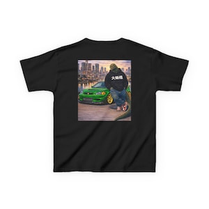 Youth City Sunset Skateboarder with Green JDM Car Tee