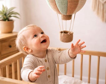 Crochet Hot Air Balloon Pattern | Baby Mobile Decor, Nursery Hanging (PDF Pattern)