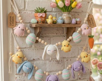 Crochet Easter Garland Pattern – Bunny, Chick & Egg Amigurumi Banner PDF