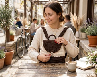 Minimalist Crochet Backpack Pattern | Scandinavian Style, Color Block Design (PDF Download)